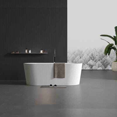 ميلانو حوض استحمام منفصل بتصميم خطي ١٧٠٠*٨٠٠*٥٨٠ - أبيض