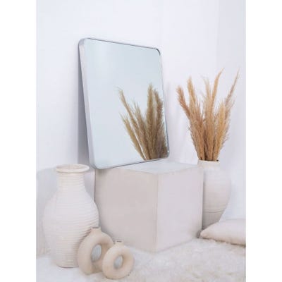 Silver Square Rounded Corners Vanity & Hallway Wall Mirror 