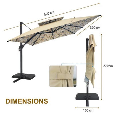 Aura Umbrella With Base - Designer Beige