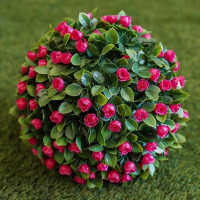 Artificial Topiary Ball - Red & Green - 31Cm