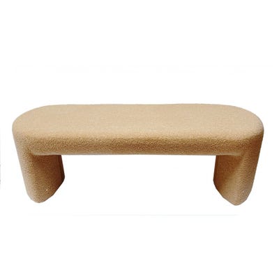 Edlyn Boucle Fabric bench-Light Brown