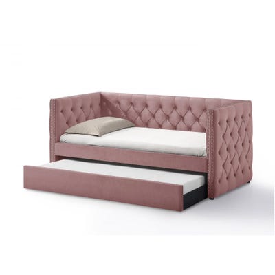 Chicago 91x200 Single Day Bed with Trundle – Rose – With 2-Year Warranty