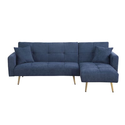 Drizzle 3-Seater Reversible Fabric Corner Sofa - Blue - With 2-Year Warranty