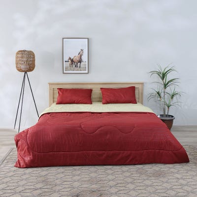 Urbane 4Pc Reversible Comforter Set - King - Sage/Maroon