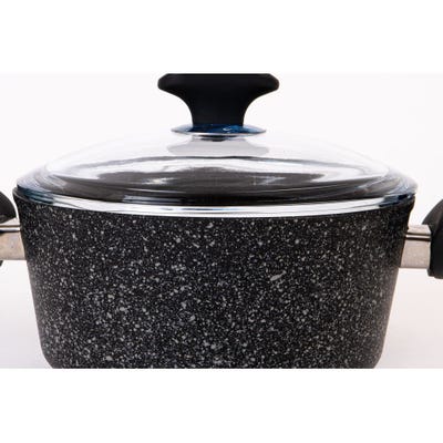 Falez 9-Piece Premium Granite Cookware Set Black 4.5MM 