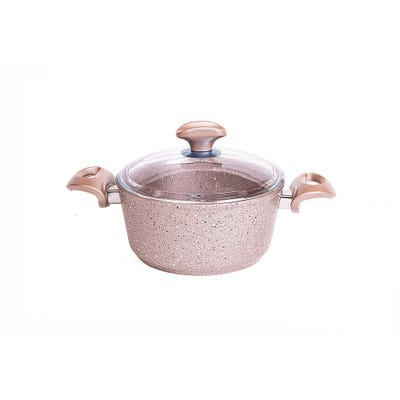 Falez 9-Piece Premium Granite Cookware Set Pink 4.5MM 