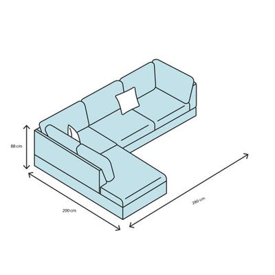 Marclapy 7 Seater Corner sofa with Storage Fabric - Gray - L 280cm x W 200cm x H 88cm