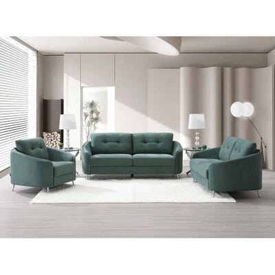 Kruzer 3+2+1 Seater Fabric Sofa - Green