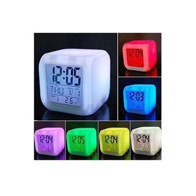 7 Colors Led Changing Digital Alarm Clock White