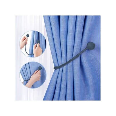 2-Piece Curtain Tiebacks Magnetic Holder Set Blue