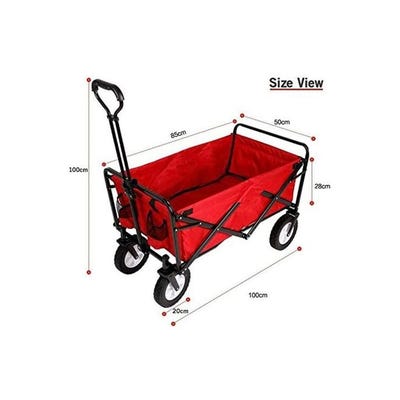 Multi-Functional Folding Shopping Cart Trolley Red/Black 90x60x50cm