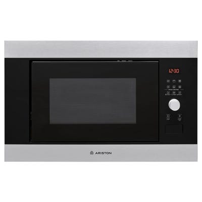 Ariston Built In 25L Microwave Oven With Grill | Inverter | LCD Display | Defrost Reheat and Grilling | Stainless Steel | Auto Programs | Child Lock | Round Grill Grid | 900W | 1000W Grill | Inox | MF25GUKIXA