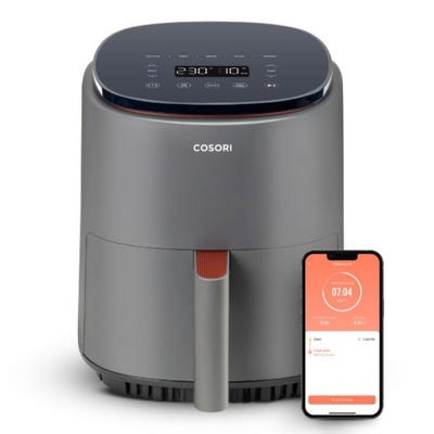 COSORI Lite 3.8L Smart Air Fryer | Up to 230℃ | 7 Functions | One-touch Operation | Online Recipes | Grey Color