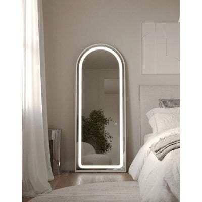 Leah Silver Arch Full Length Mirror with LED Light 