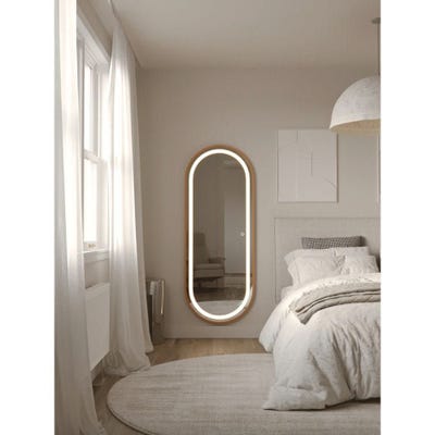 Oval Gold Mirror With Light