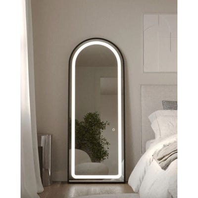 Leah Black Arch Full Length Mirror with LED Light 