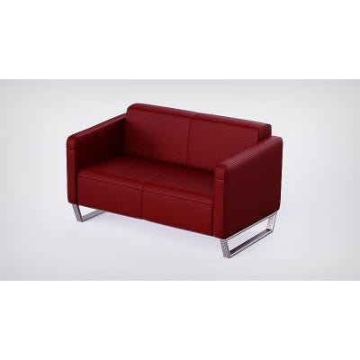 2850 Maroon PU Two Seater Sofa for Living Room Design Couch, Straight Arms Sofa, Small Space, Solid Metal Frame, Metal Legs &amp; High Density Foam, Comfortable Loveseat Sofa 2 Seater Cushion Sofa