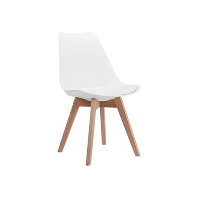 CangLong Mid Century Modern DSW Dining Chair with Wood Legs for Kitchen, Living Dining Room, Set of 1, White, KU-191226