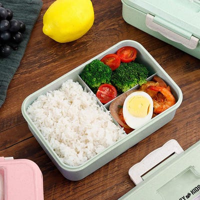 Eazy Kids Wheat Straw Leakproof Eco Bento Lunch Box - Green (1000ml)