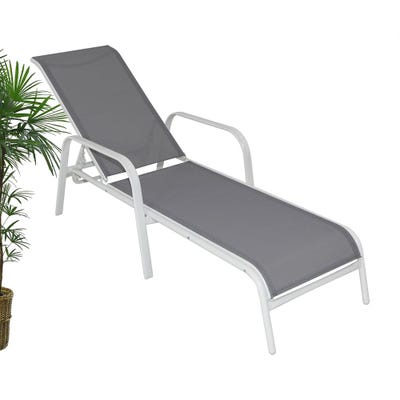 Aluminum Adjustable Sunbed simple style for pool in white and grey
